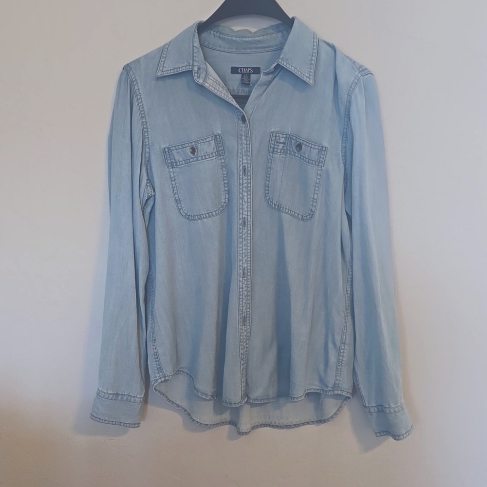 Chaps Womens Denim Button Down.